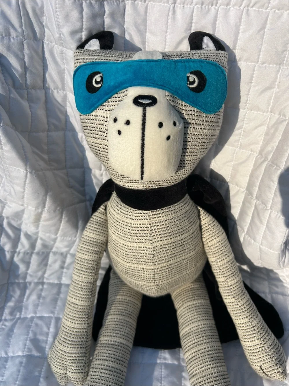 PillowFort Plush Cat Caper Superhero Blue Mask Black Cape Stuffed Animal 23